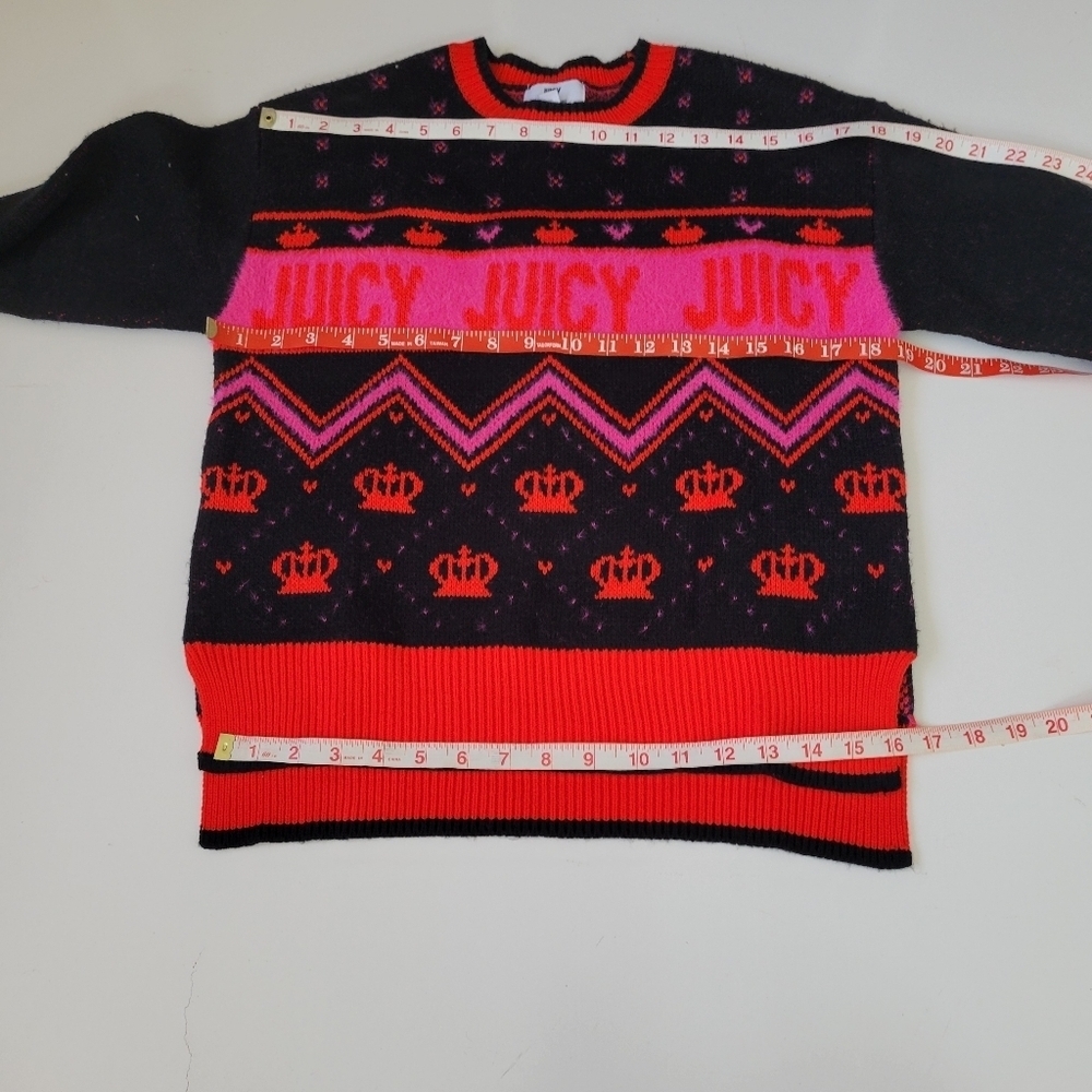 Juicy Couture Spellout Logo Chevron Crowns Sweater Small NWT Regal LiquoriceY2K - Picture 5 of 17